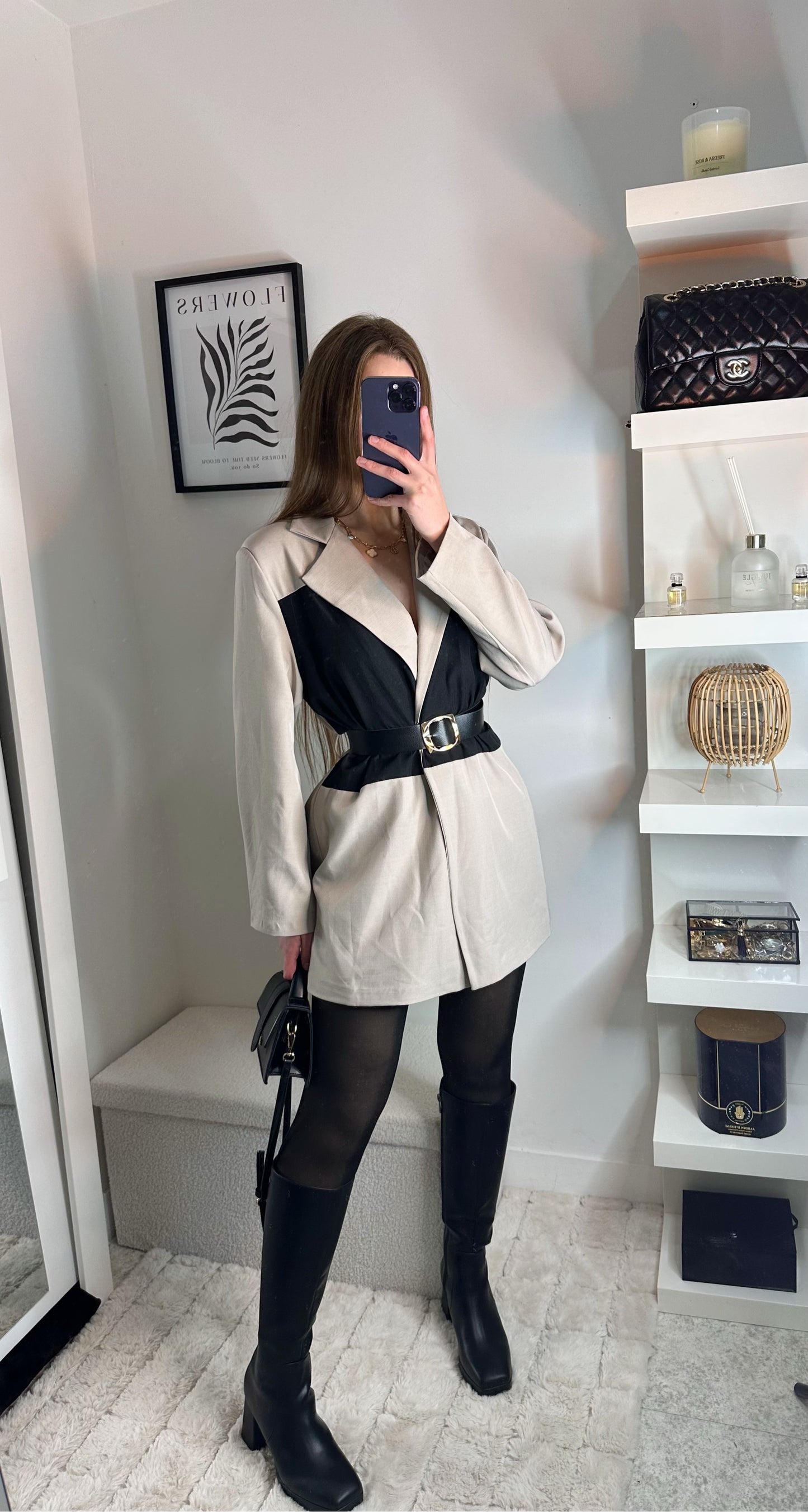 Blazer ceinture beige