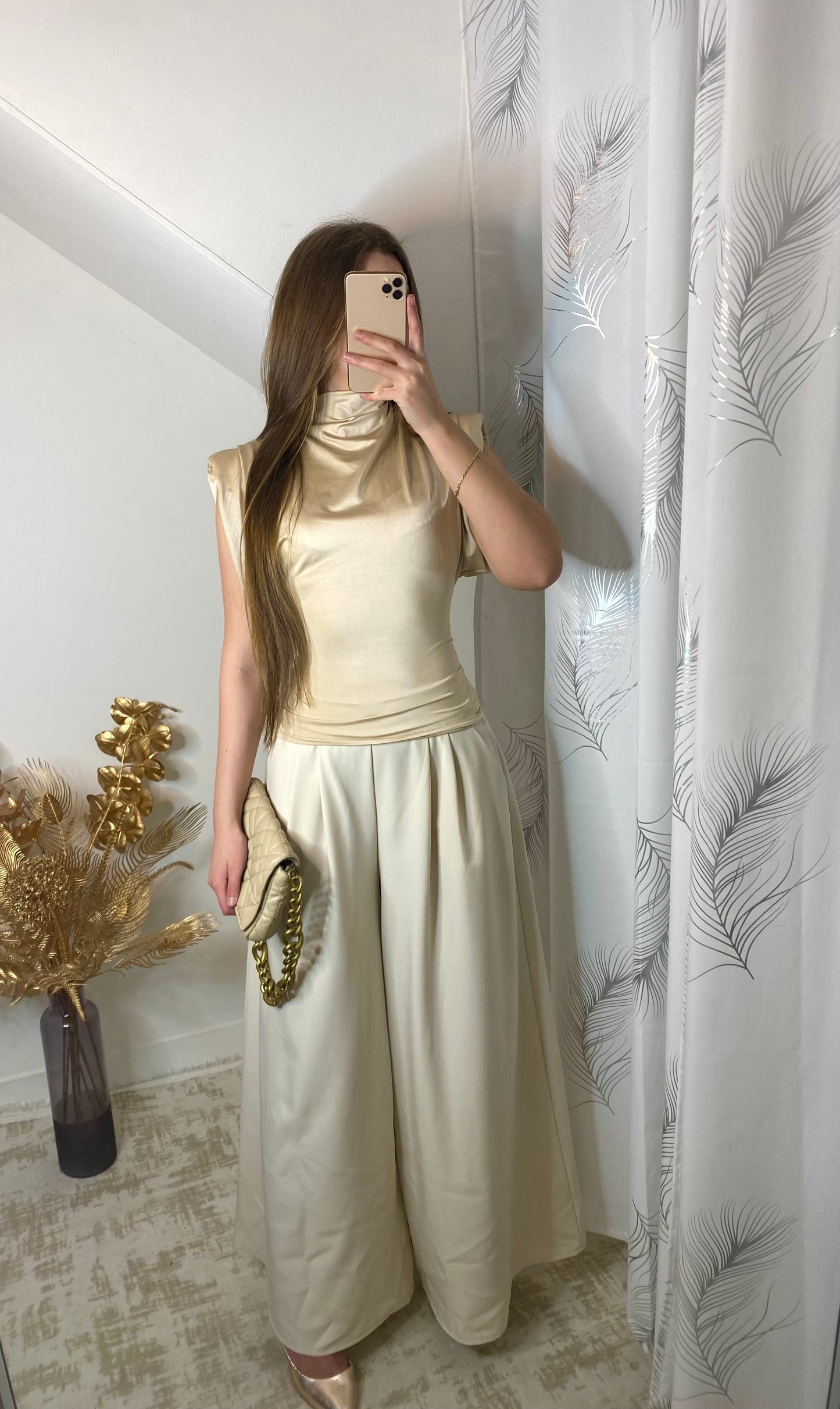 Haut épaulette beige