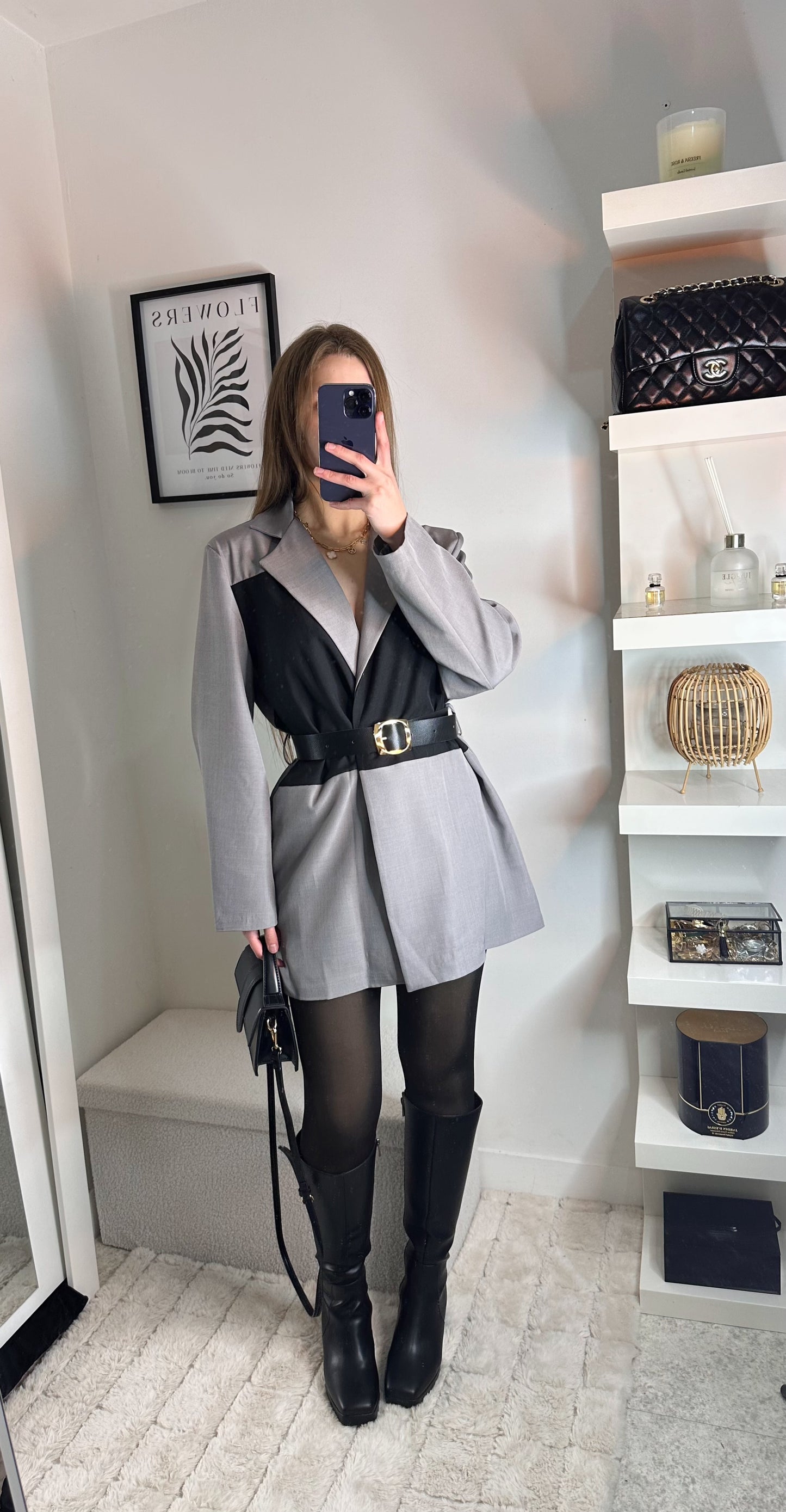 Blazer ceinture gris