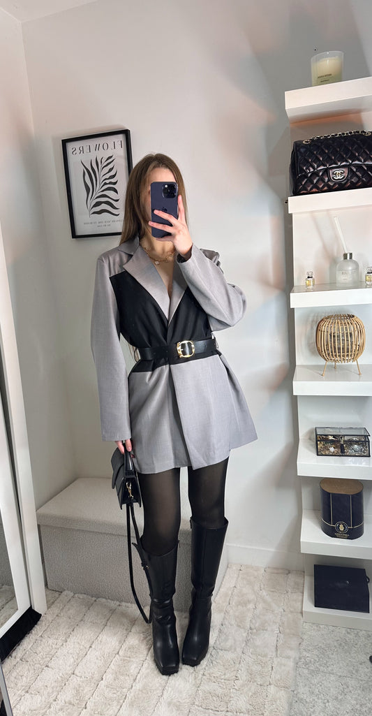 Blazer ceinture gris
