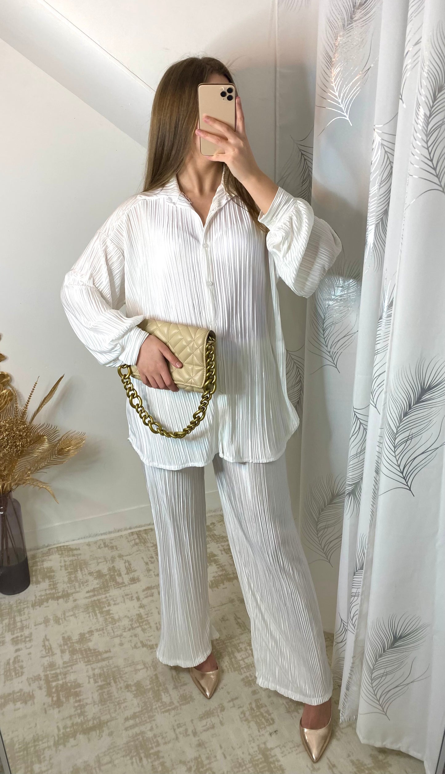 Ensemble plissé blanc