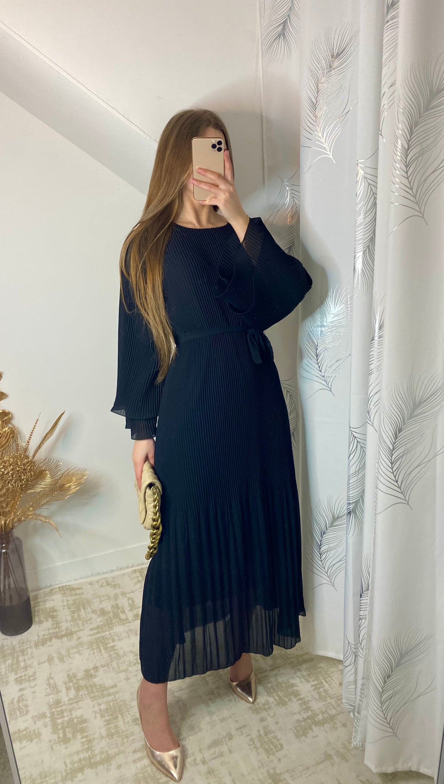 Robe plissée Intissar Noire