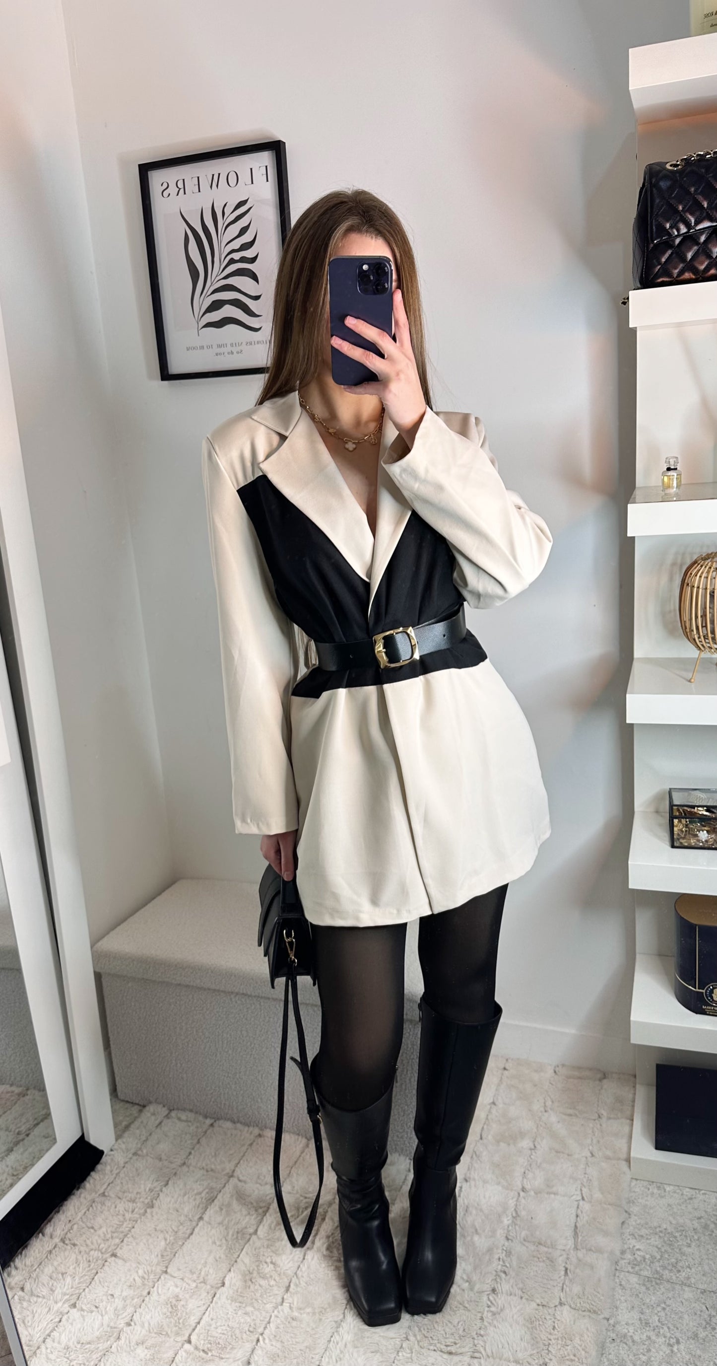 Blazer ceinture crème