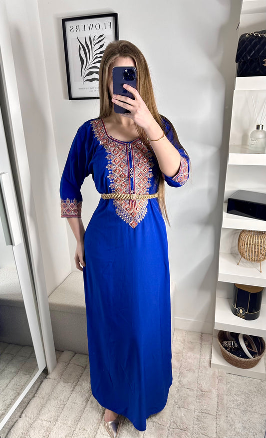 Caftan Naรฏla bleu roi