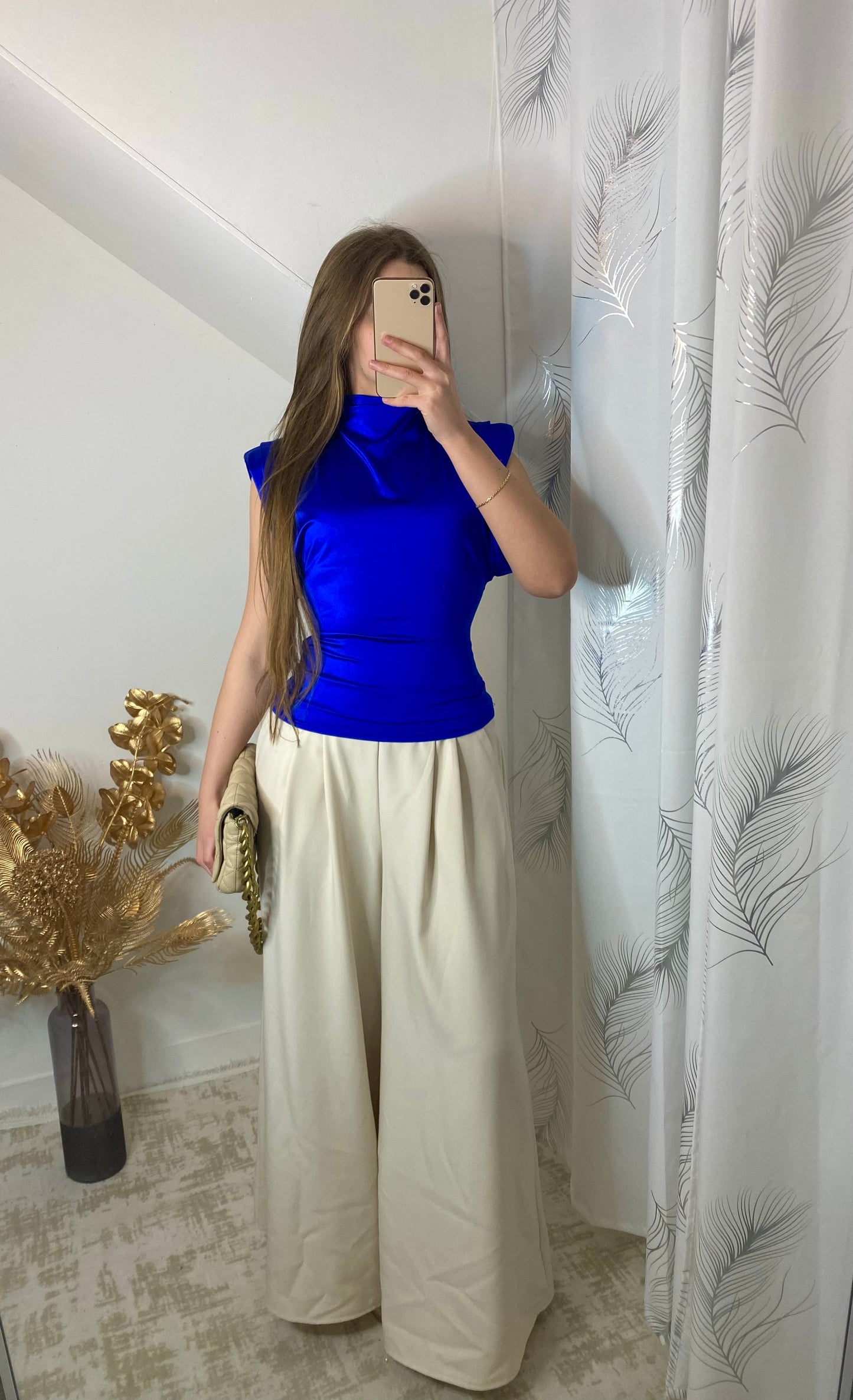 Haut épaulette bleu roi