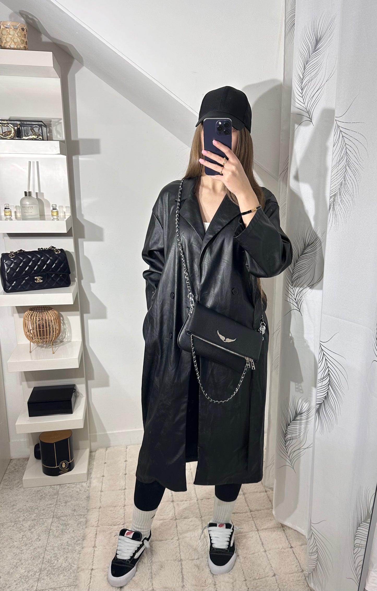 Trench similicuir noir