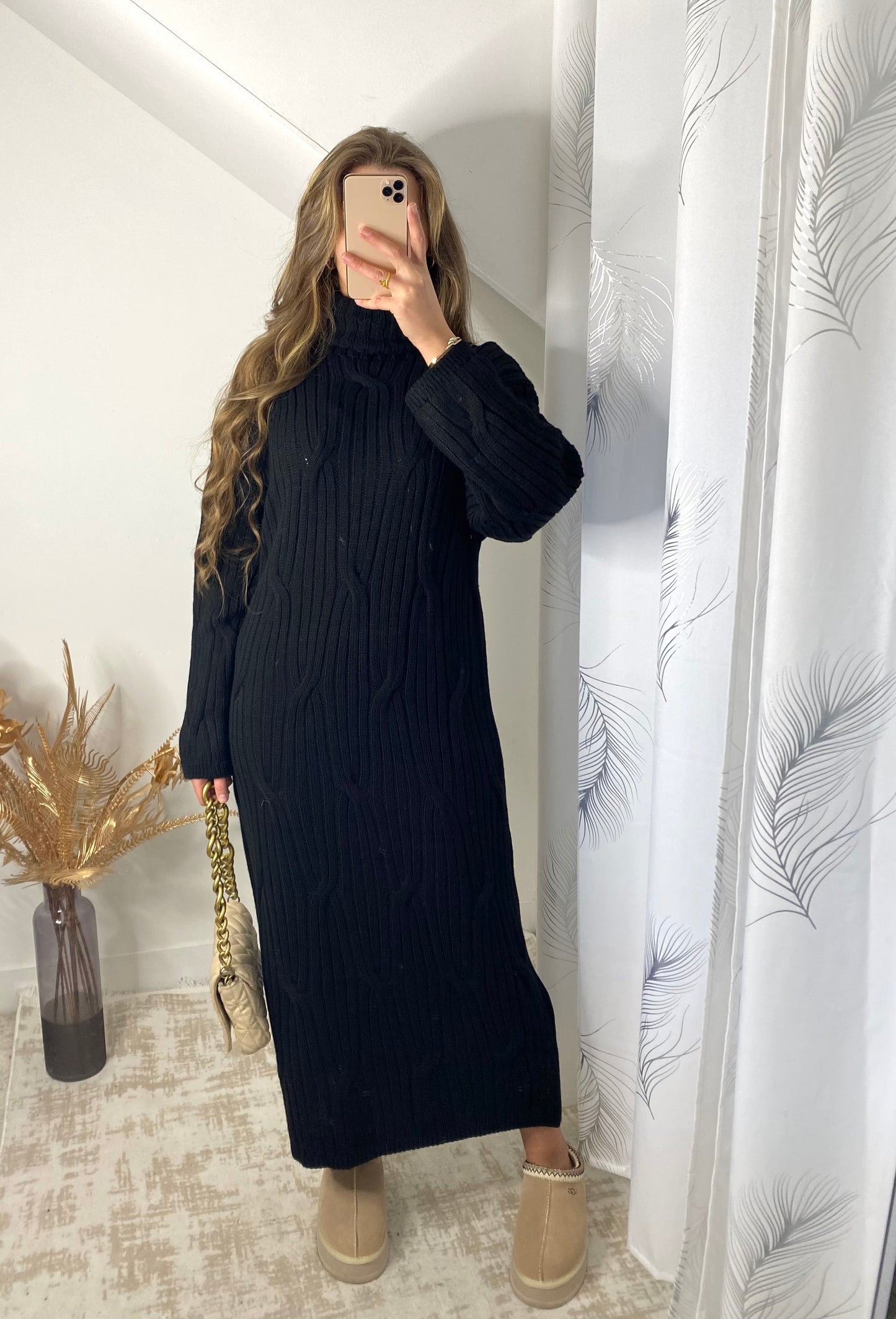 Robe col roulé noir