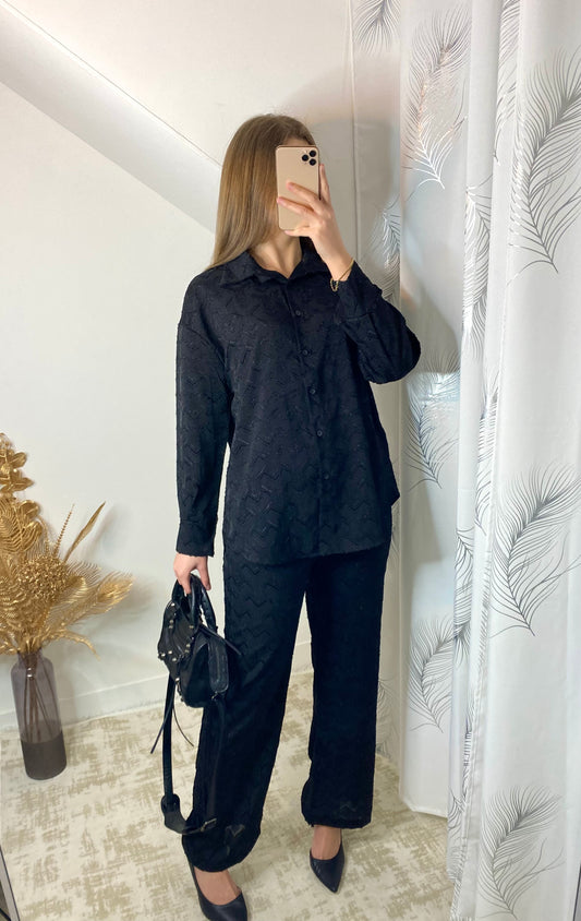 Ensemble Noir a motif relief