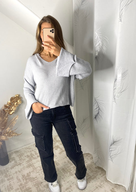 Pull ร  capuche gris