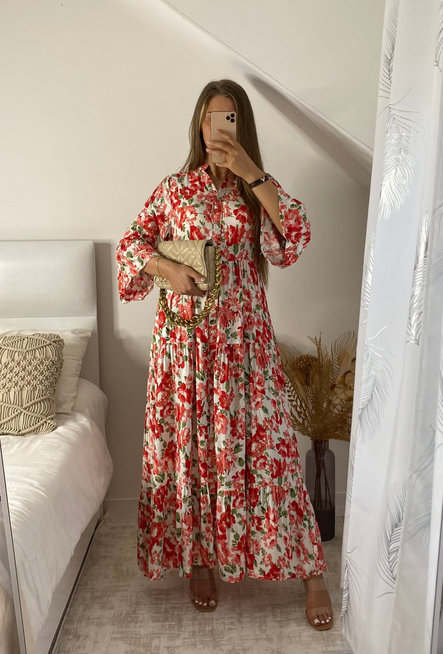 Robe Sofia blanche et rouge