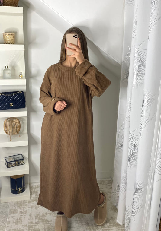 Robe velours marron