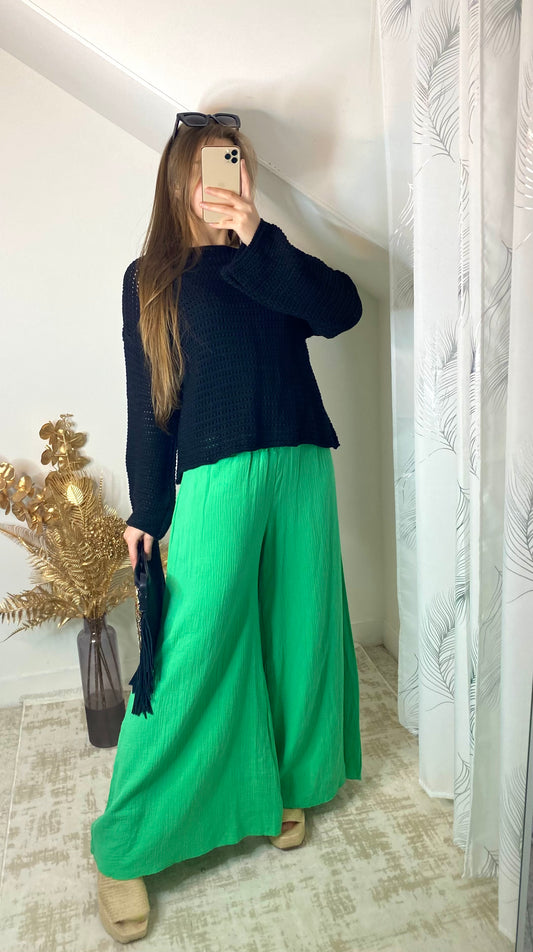 Pantalon gaz de coton vert
