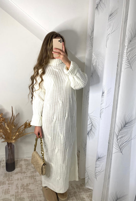 Robe col roulé blanc