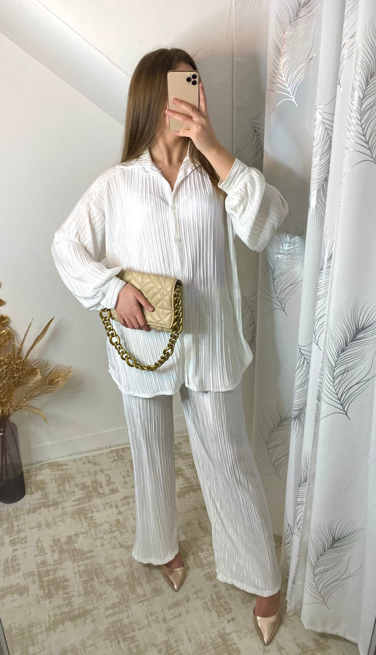 Ensemble plissé blanc
