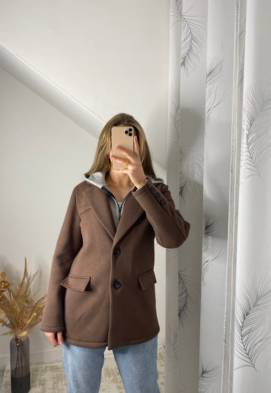 Blazer ร  capuche chocolat