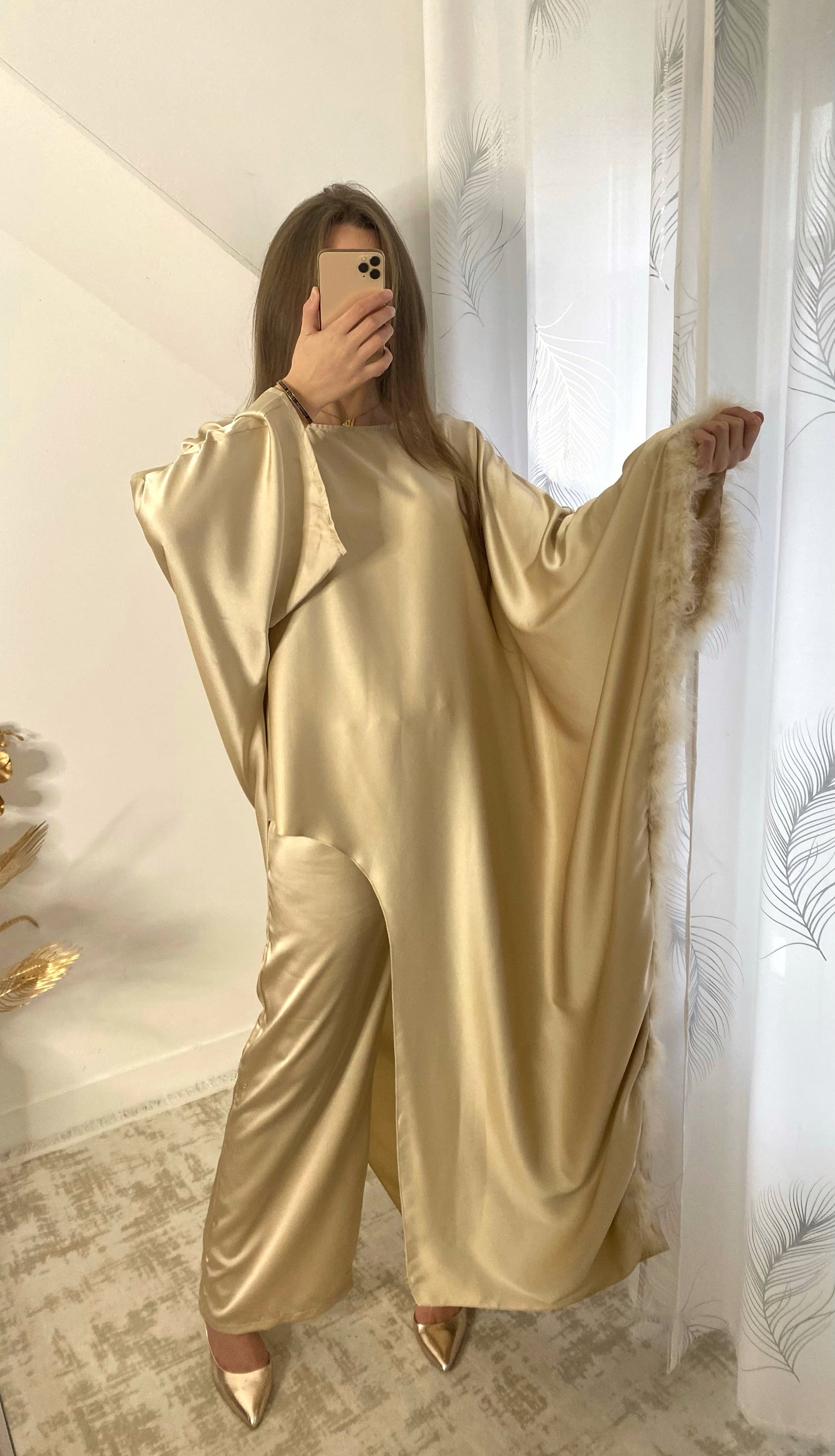 Ensemble en satin beige Malika