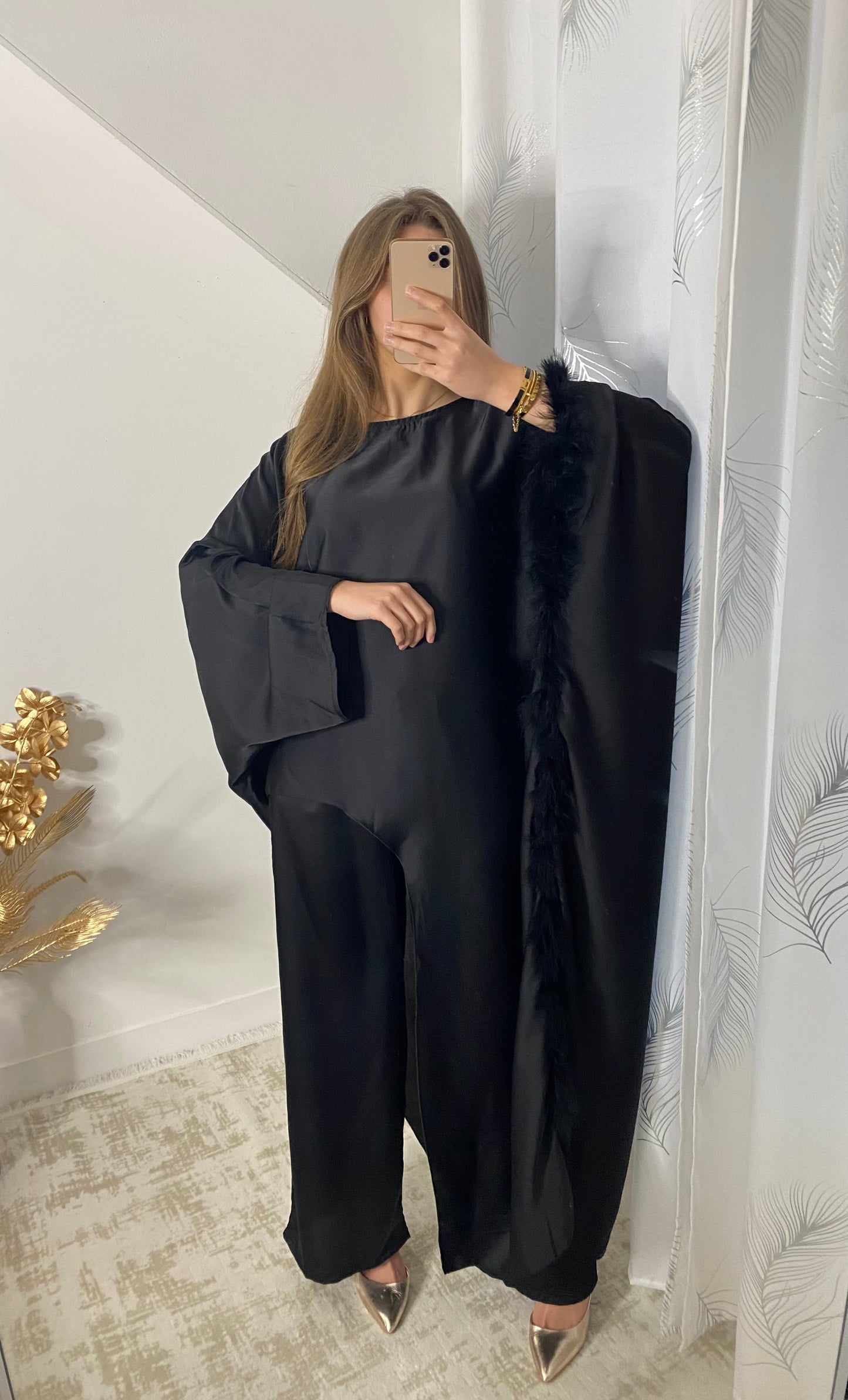 Ensemble en satin noire Malika