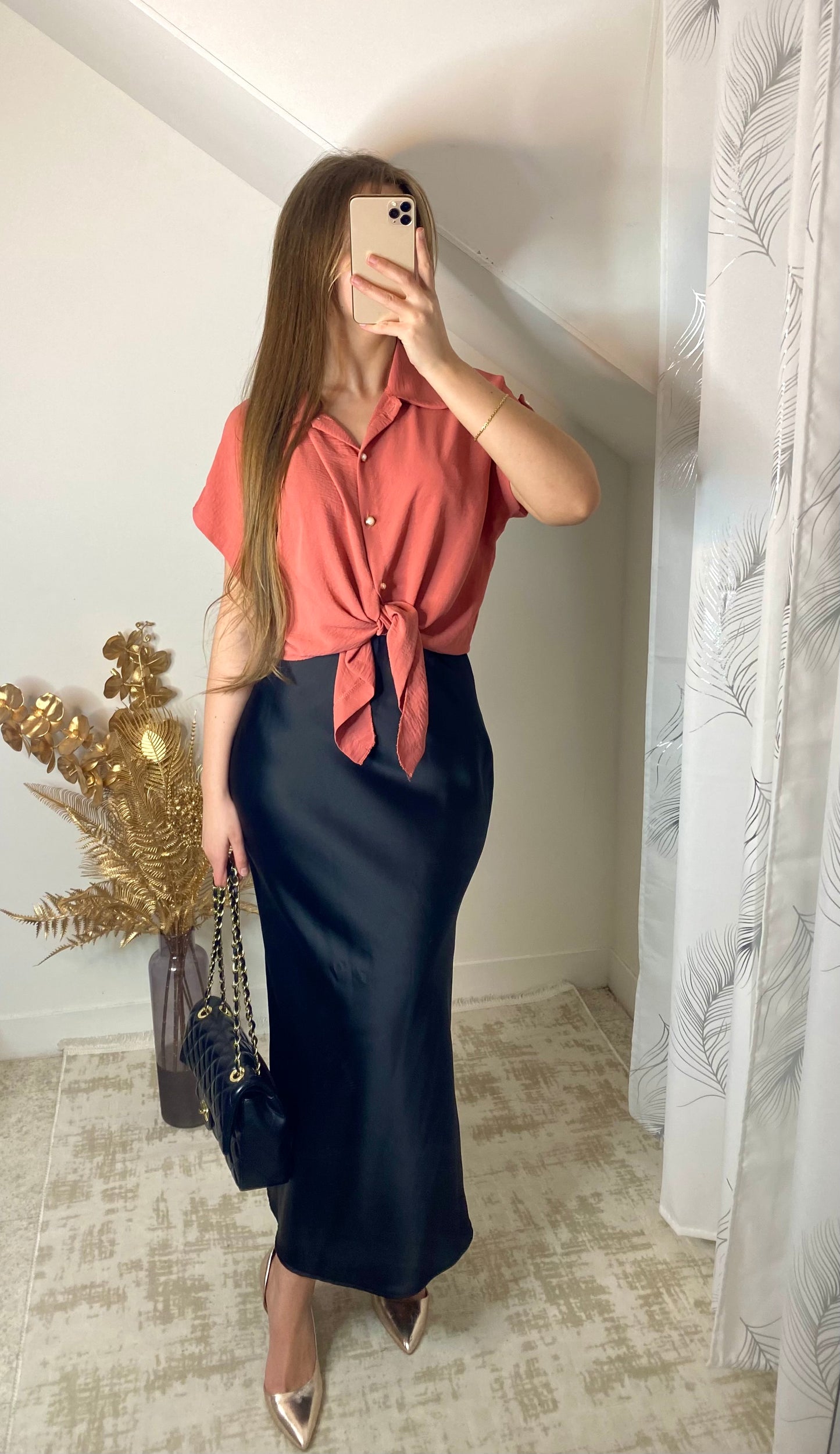 Blouse à nouer rose