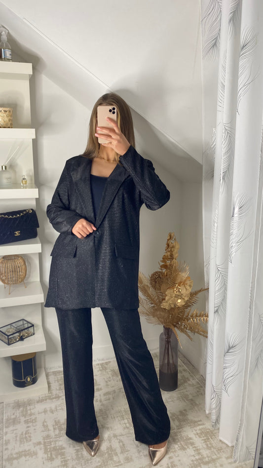 Ensemble tailleur pailletรฉ noir