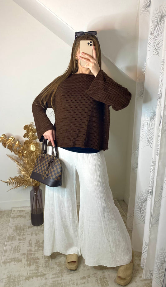 Pantalon gaz de coton blanc