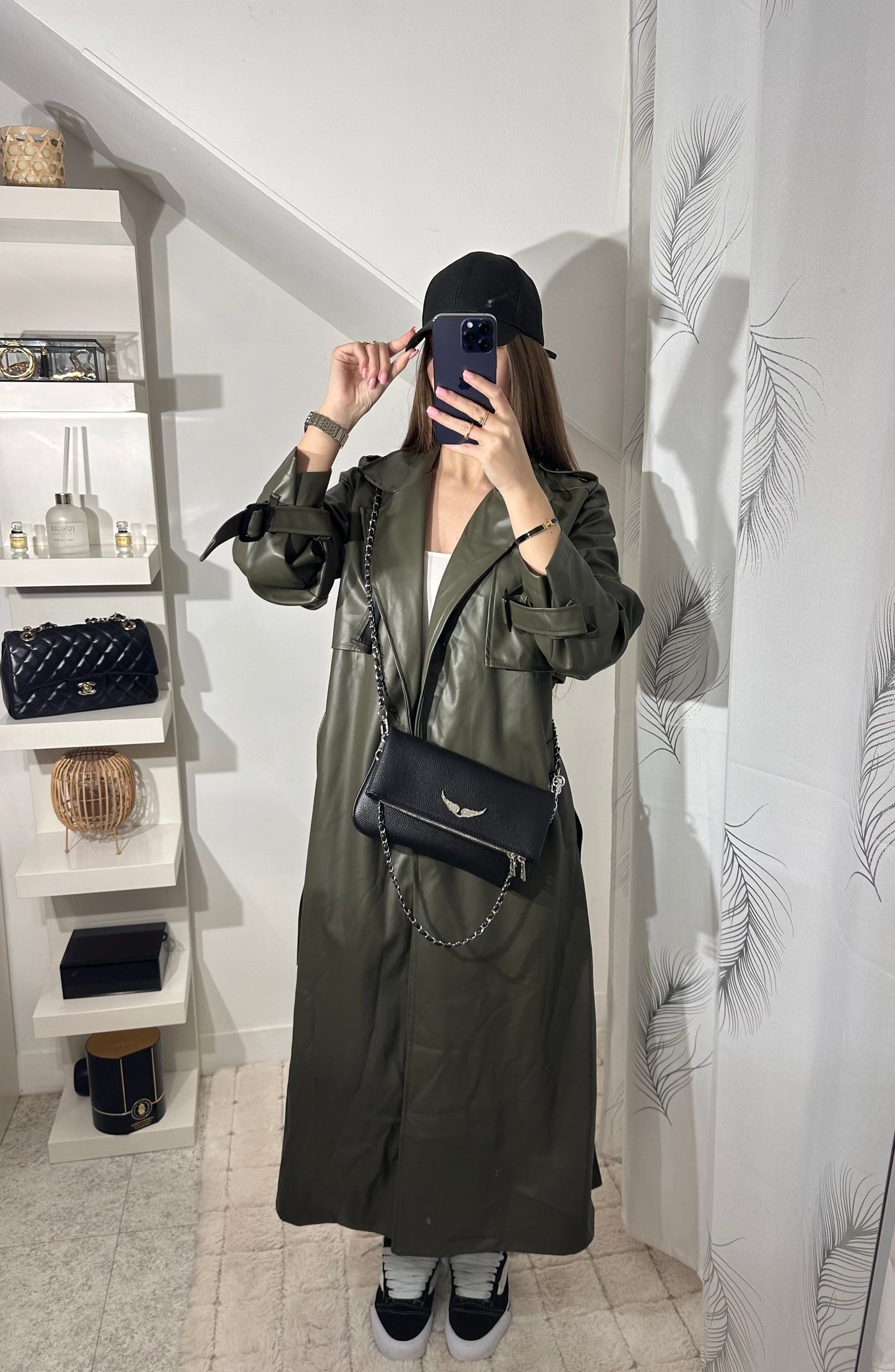 Trench similicuir kaki