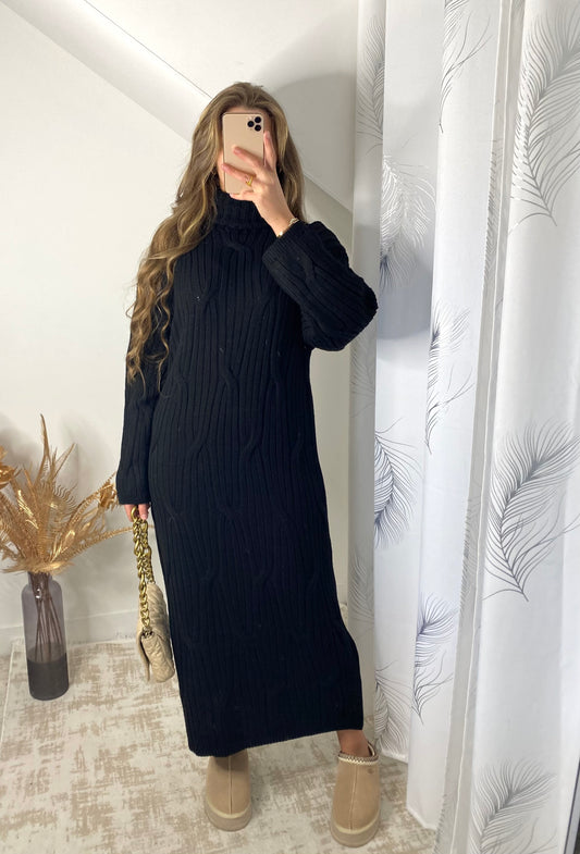 Robe col roulรฉ noir